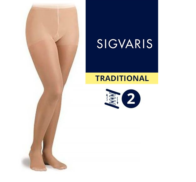 Компрессионные колготы от варикоза SIGVARIS MEDICAL TRADITIONAL 2 класс компрессии открытый носок (мысок) для женщин 30% КАУЧУК