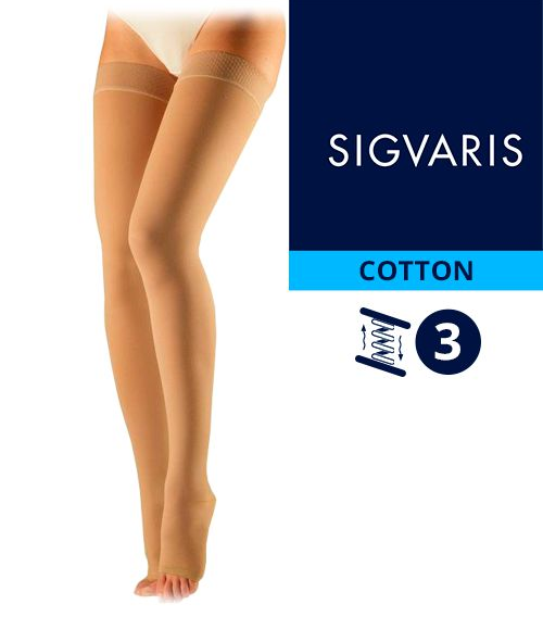Компрессионные чулки от варикоза SIGVARIS MEDICAL COTTON 3 класс компрессии открытый и закрытый носок (мысок) для женщин и мужчин 14% ХЛОПКА