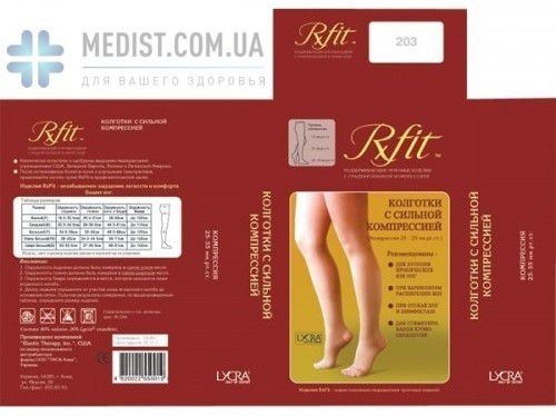 Компрессионные колготы от варикоза RxFit 2 класс компрессии с закрытым носком для женщин и мужчин