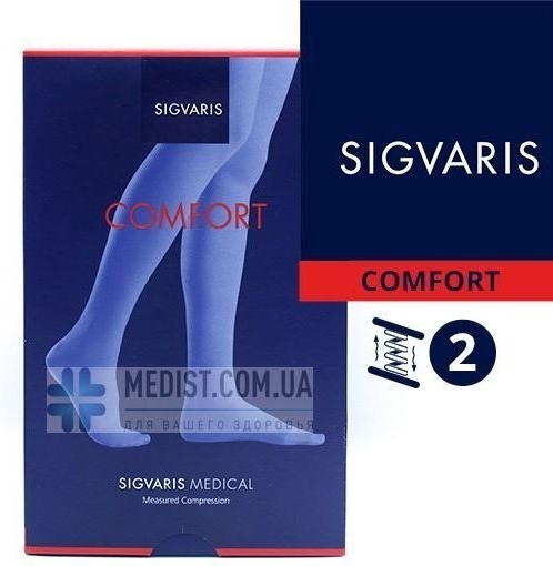 Компрессионные чулки для женщин и мужчин Sigvaris Comfort второго класса компрессии с открытым и закрытым носком с РЕЗИНКОЙ БЕЗ СИЛИКОНА