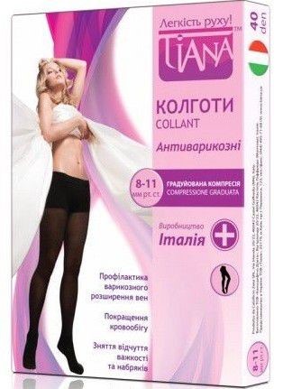 Компрессионные колготки от варикоза Tiana профилактические 40 den закрытый носок (мысок) для женщин