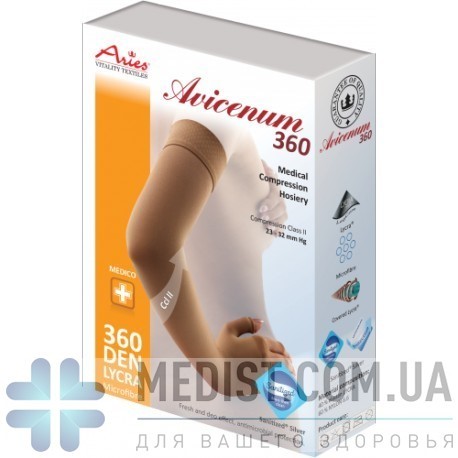Компрессионный рукав с перчаткой Aries Avicenum 360 Arm Sleeve 2 класс компрессии ДЛЯ ЖЕНЩИН И МУЖЧИН