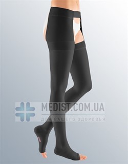 ПРИ СИЛЬНЫХ ОТЕКАХ И ЛИМФЕДЕМЕ компрессионный ЧУЛОК НА ОДНУ НОГУ с застежкой на талии Medi MEDIVEN FORTE 3 класс компрессии открытый носок (мысок) для женщин и мужчин