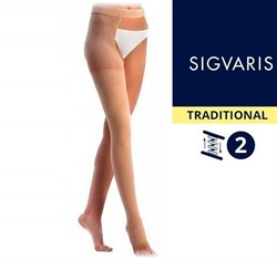 30% КАУЧУКА в составе - Компрессионный ЧУЛОК НА ОДНУ НОГУ с застежкой на талии SIGVARIS MEDICAL ТRADITIONAL 2 класс компрессии с открытым носком для женщин и мужчин