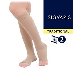 Медицинские компрессионные гольфы с силиконовым фиксатором для женщин и мужчин Sigvaris Medical Traditional второго класса компрессии с открытым носком (мыском) Медицинские компрессионные гольфы с силиконовым фиксатором для женщин и мужчин Sigvaris Medical Traditional второго класса компрессии с открытым носком (мыском)