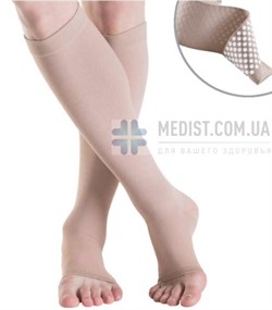 Медицинские компрессионные гольфы с силиконовым фиксатором для женщин и мужчин Sigvaris Medical Traditional второго класса компрессии с открытым носком (мыском) Медицинские компрессионные гольфы с силиконовым фиксатором для женщин и мужчин Sigvaris Medical Traditional второго класса компрессии с открытым носком (мыском)