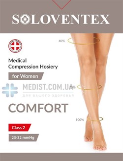 Женские компрессионные чулки Soloventex Comfort второго класса компрессии с открытым носком (мыском)