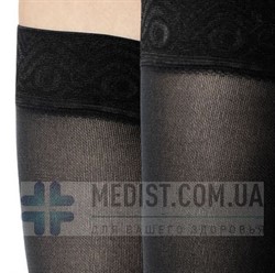 Компрессионные чулки Bauerfeind VenoTrain Micro (Германия) 2 класс компрессии КРУЖЕВНАЯ РЕЗИНКА для женщин ДЛЯ СТАНДАРТНОГО И ШИРОКОГО БЕДРА, цвет черный, носок открытый - фото 21947