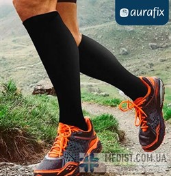 Компрессионные гольфы от варикоза Aurafix 1 класс компрессии открытый носок для женщин и мужчин черные