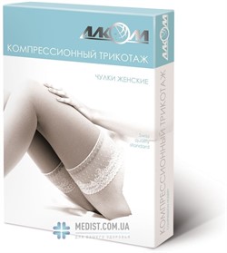 Алком 6012 Женский компрессионный чулок на одну ногу с застежкой на талии 2 класс компрессии закрытый носок
