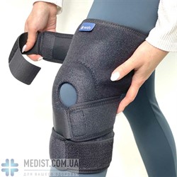 Бандаж для коленного сустава аэропреновый разъемный Aurafix 3101 с пателлярным кольцом и внутренними силиконовыми вставками ДЛЯ ЖЕНЩИН И МУЖЧИН