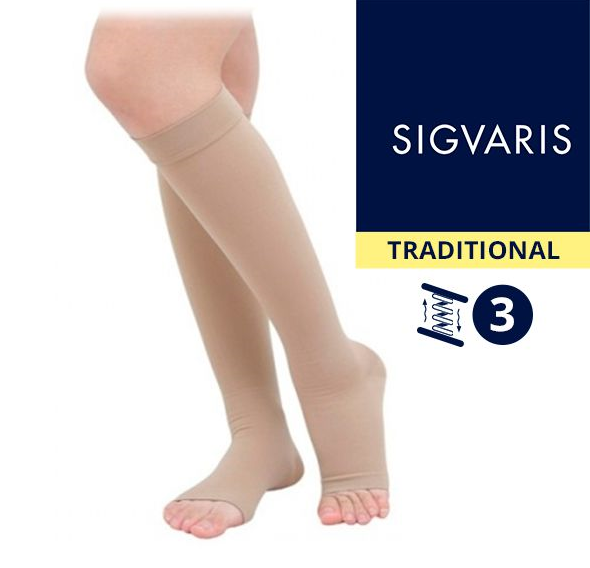 Медичні компресійні гольфи для жінок і чоловіків Sigvaris Medical Traditional третього класу компресії з відкритим носком (миском)